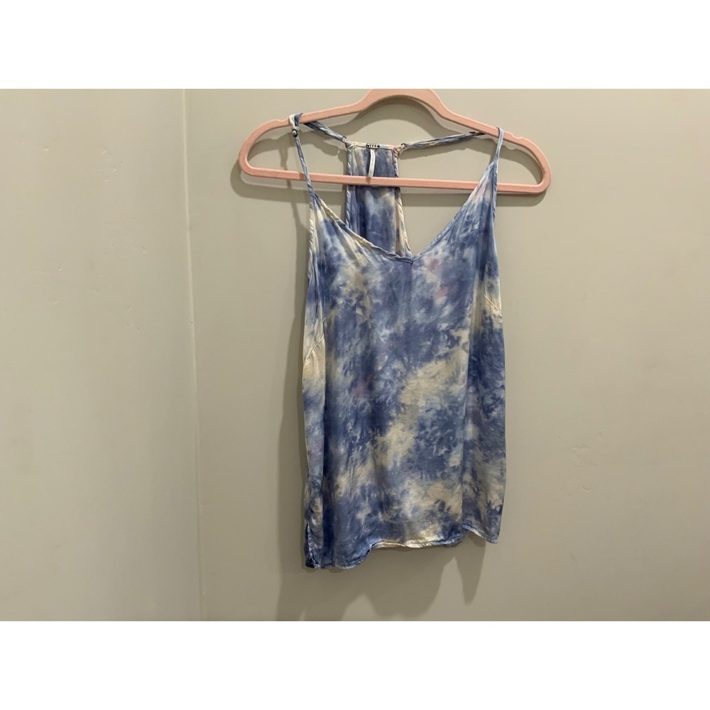 Young Fabulous & Broke Blue Tie Dye Racerback Camisole Tank viscose and top